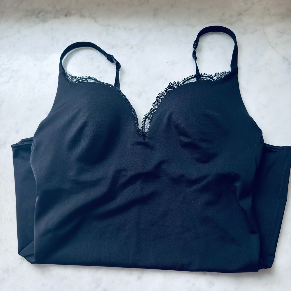 Le Mystere Cami Top Lace Trim Adjustable Straps Black‎ Size C